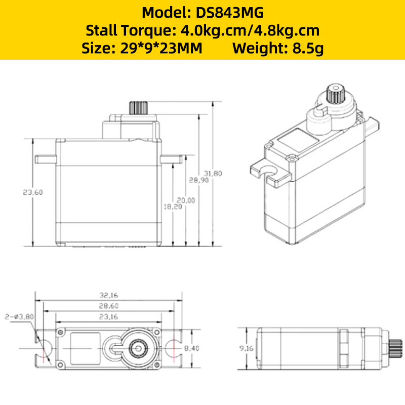 4PCS Corona DS843MG Digital Se - огляд і ціна Brushless Motor Thrust Test Stand